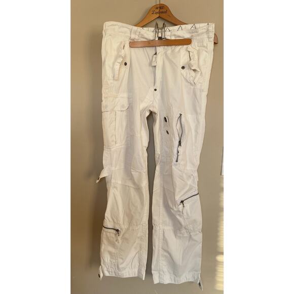 Polo Ralph Lauren Baggy Cargo Archive Parachute Pants Y2K Size 35/30 White